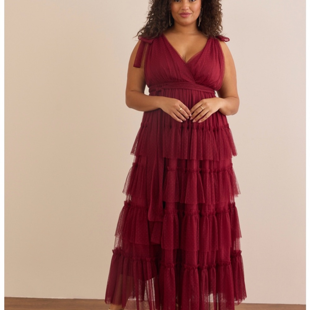 Madeline Clip Dot Tulle Maxi Dress